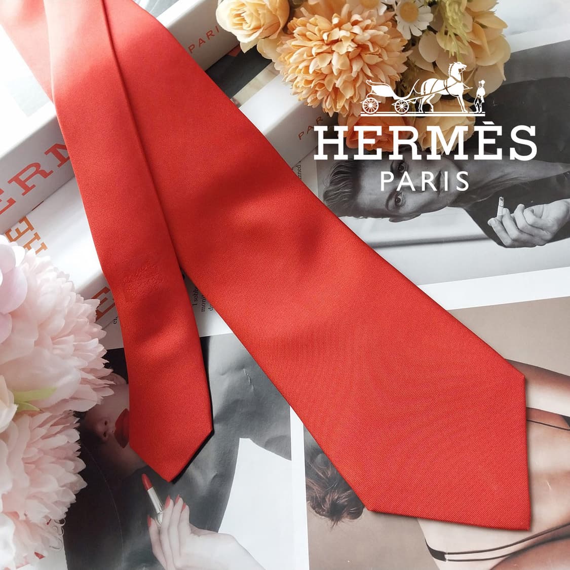 에르메스 실크 레드 솔리드 넥타이 9.4cm A+~A등급 K1530
 상품이미지1