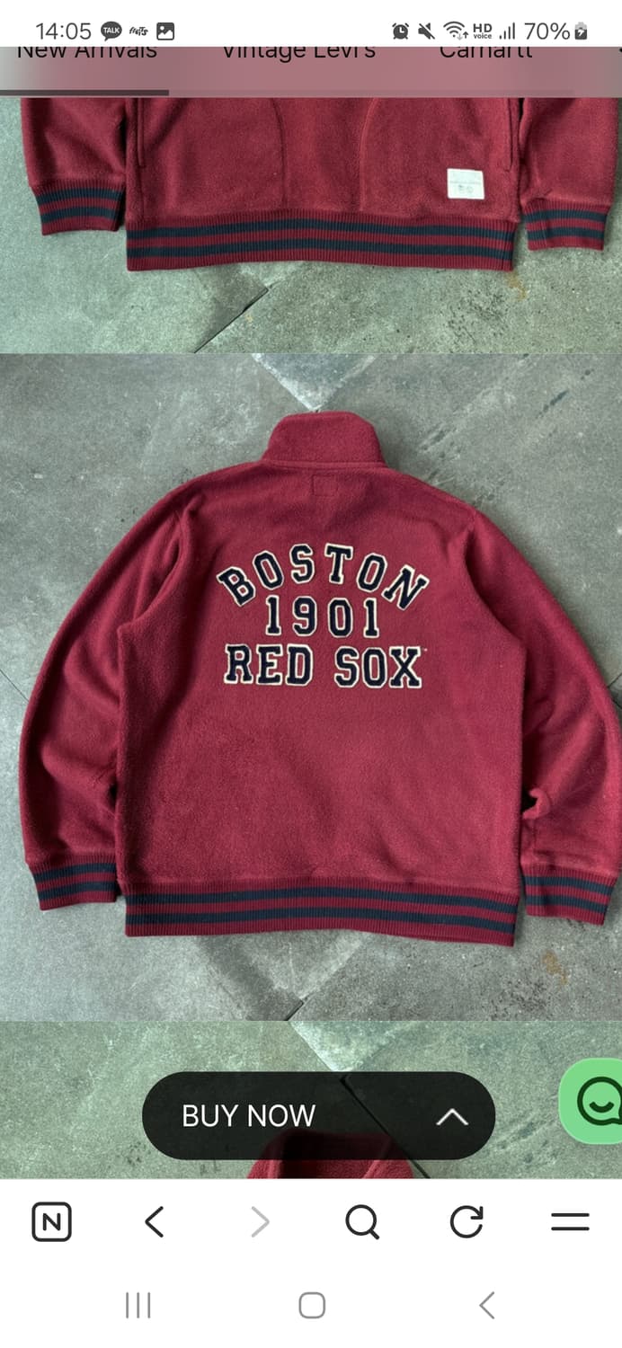 올드 유니클로xMLB 보스턴 레드 삭스 반집업 플리스 상품이미지3