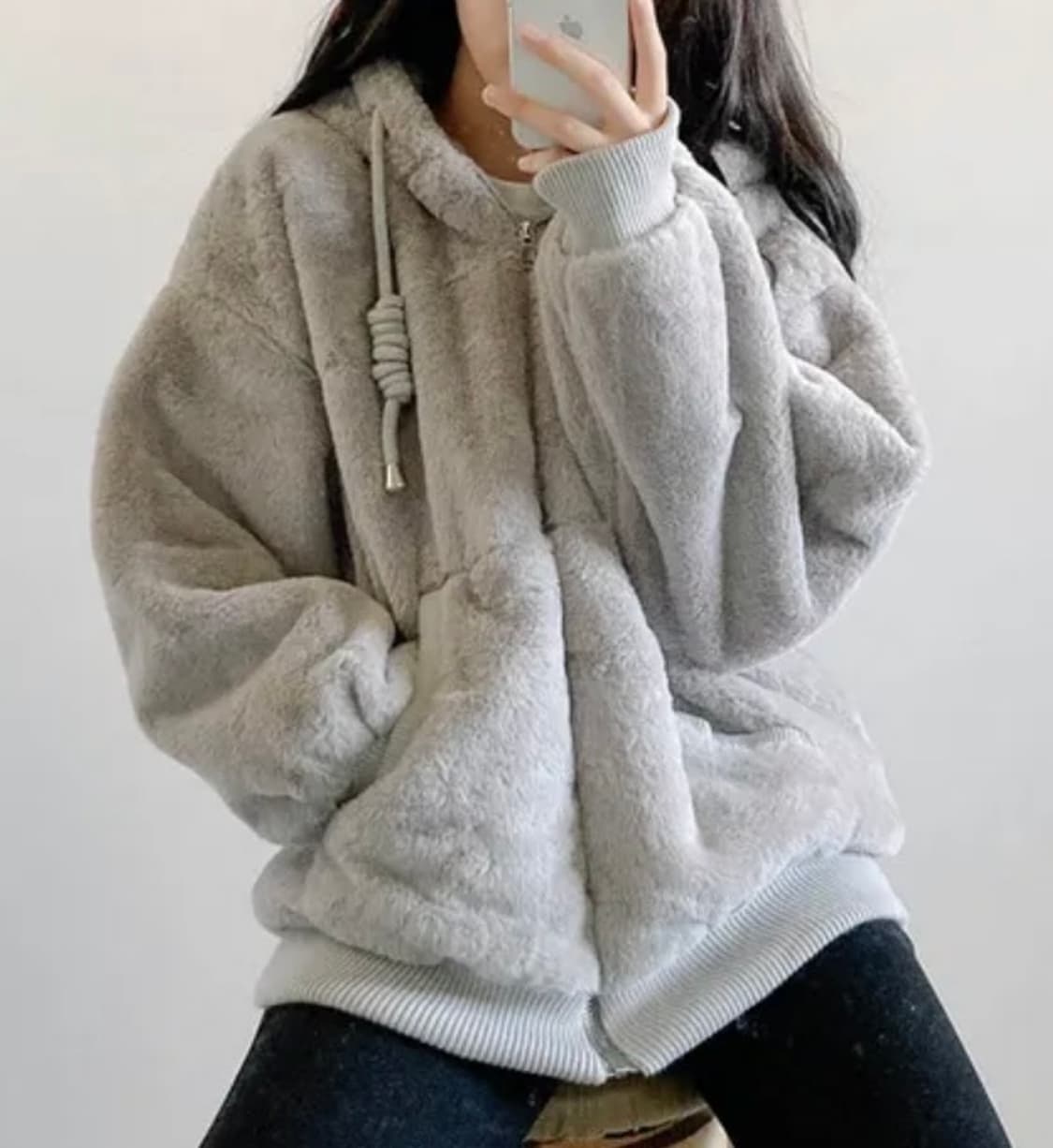 여자 밍크퍼 후드 집업 [2color] 상품이미지2