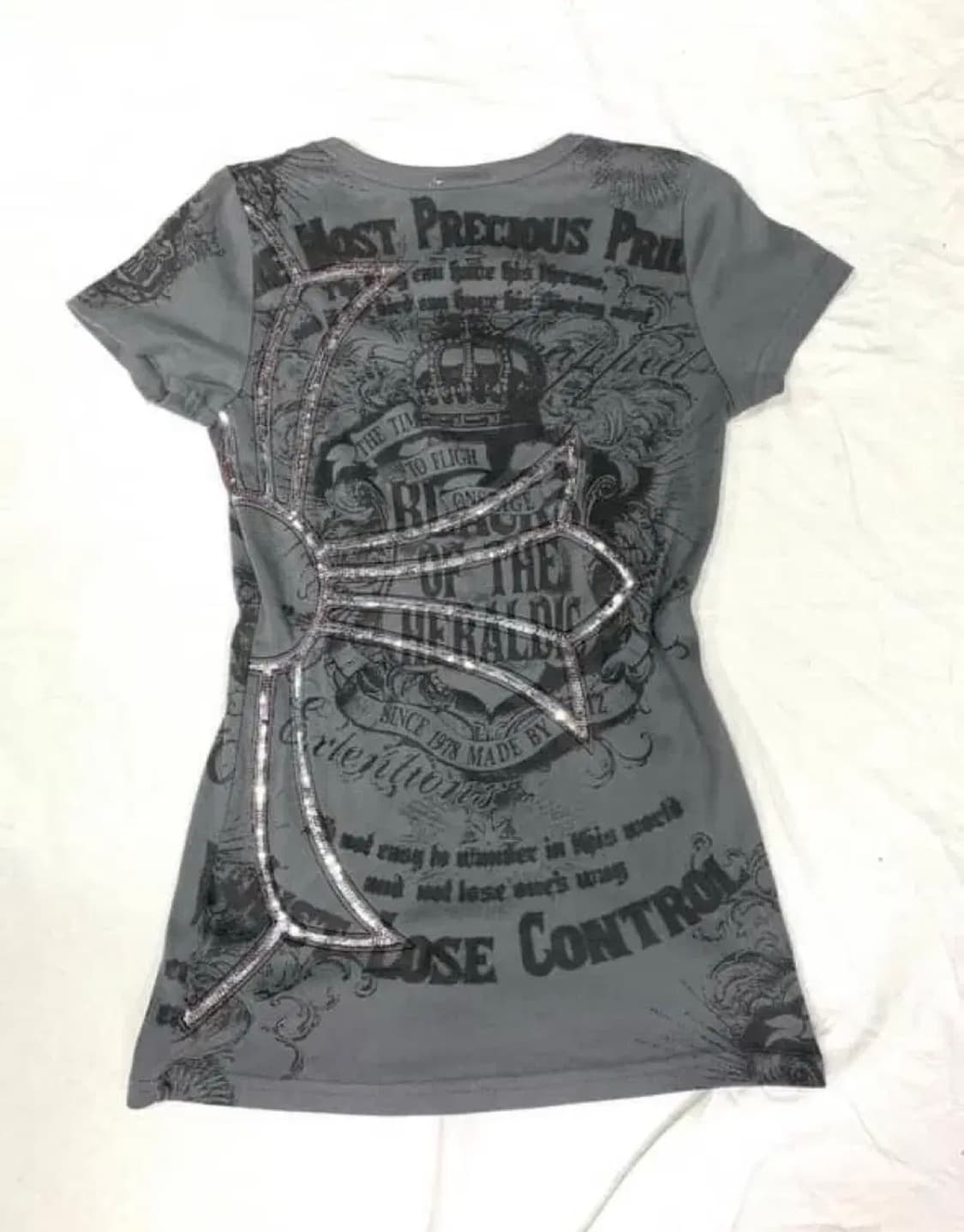 글리츠 glitz 십자가 그레이 반팔탑 갸루 상품이미지2