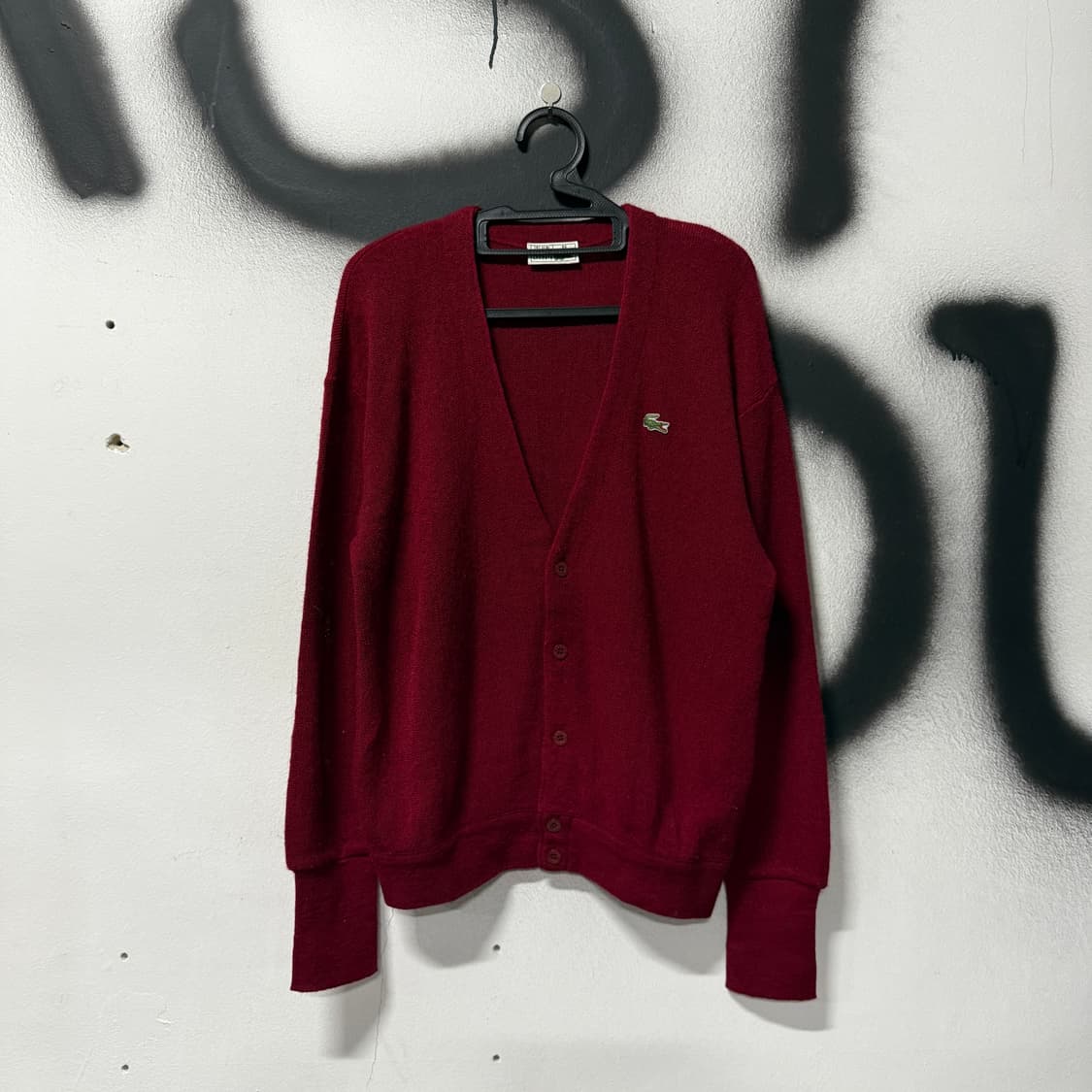 라코스테 00s 원 포인트 울 가디건 버건디 상품이미지1