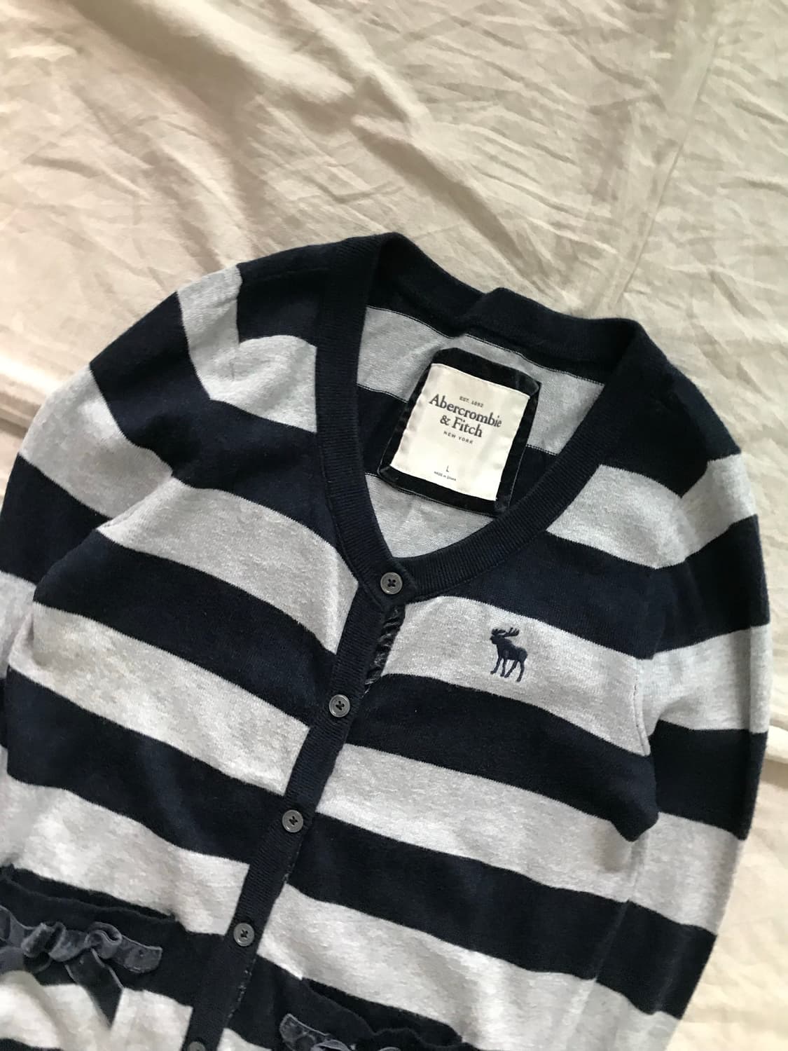 아베크롬비 산양 로고 단가라 니트 가디건 상품이미지6