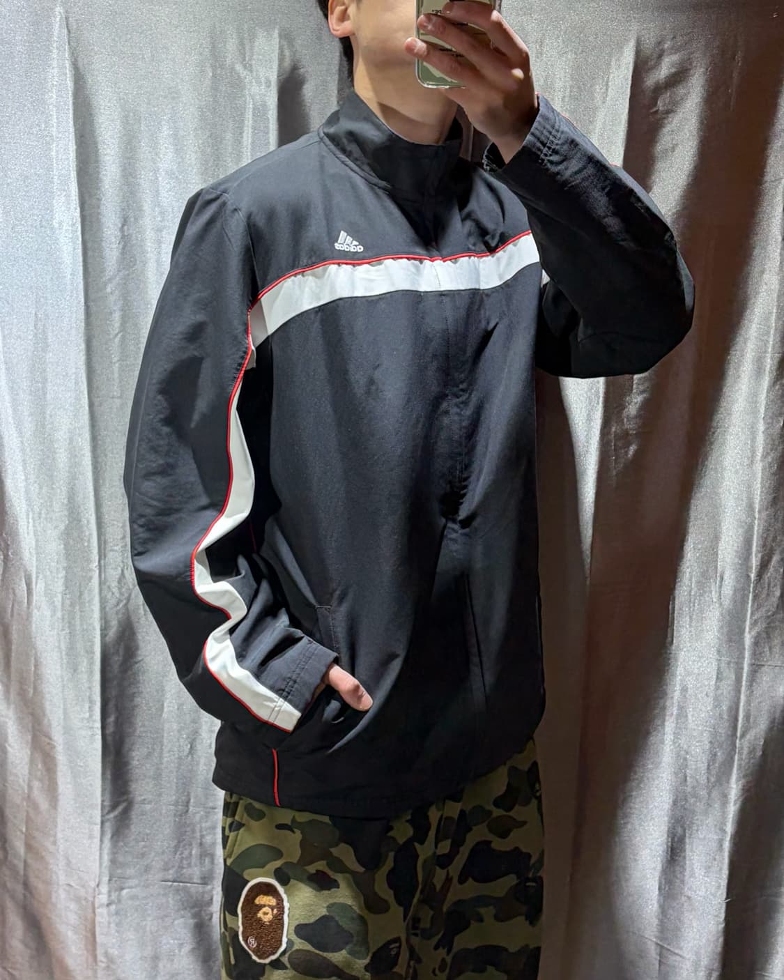 L 아디다스 삼선로고 센터라인 나일론 자켓 상품이미지1