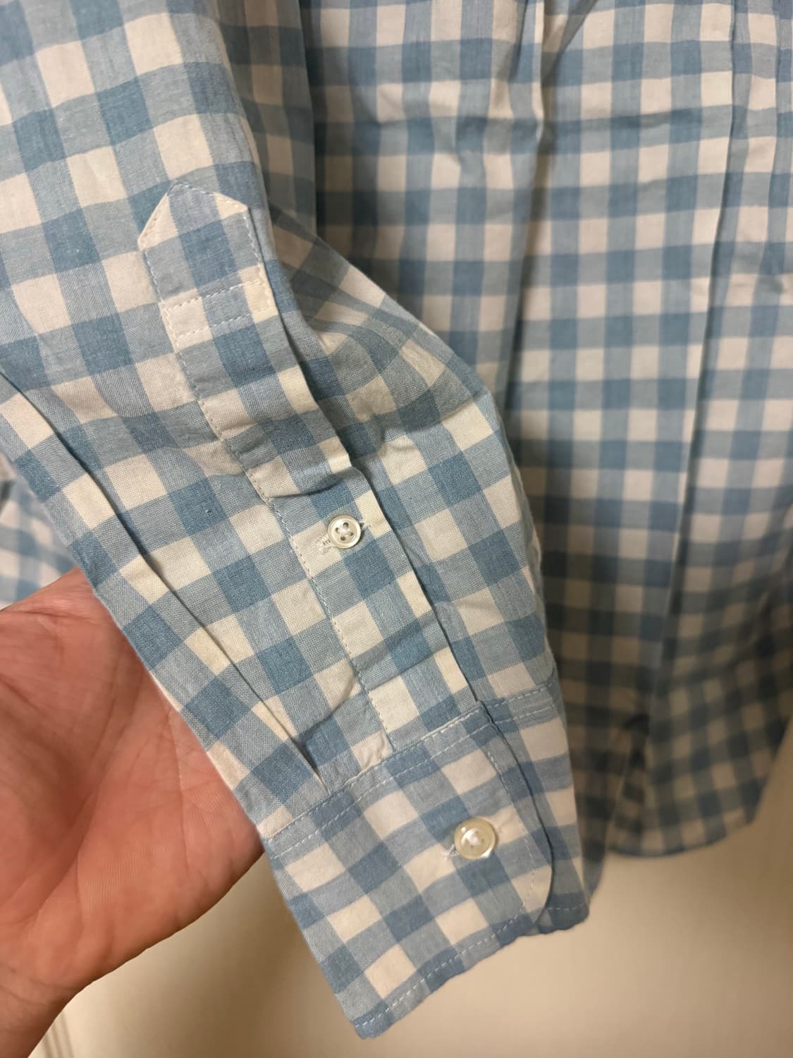 J.Crew 하늘색 깅엄 체크 셔츠 S 상품이미지4