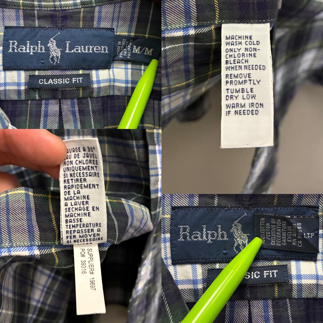 (M~L)POLO 폴로랄프로렌 클래식 그린 타탄체크 버튼다운 셔츠 상품이미지9