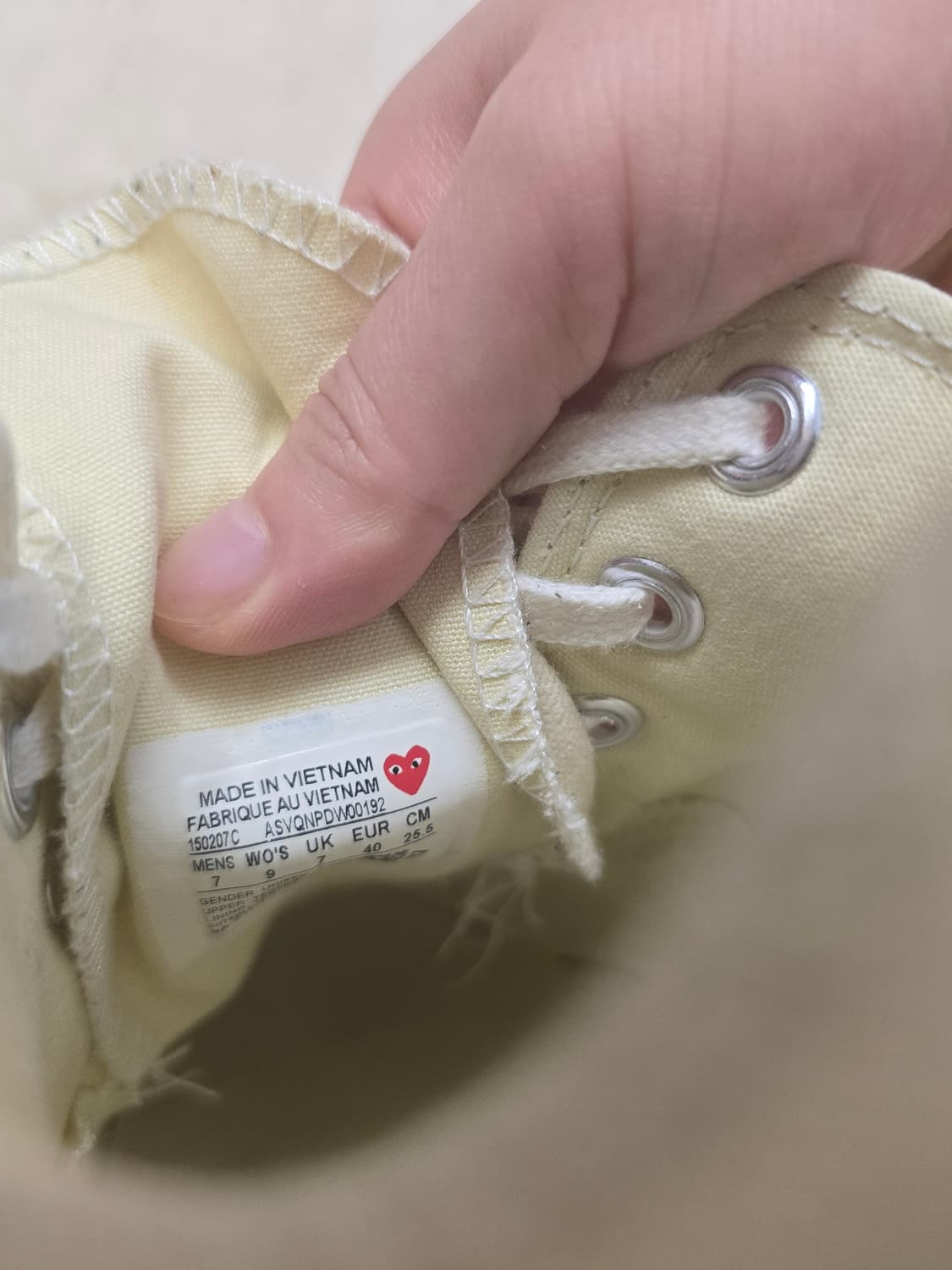 컨버스 척테일러 꼼데가르송 아이보리 UK7 상품이미지9