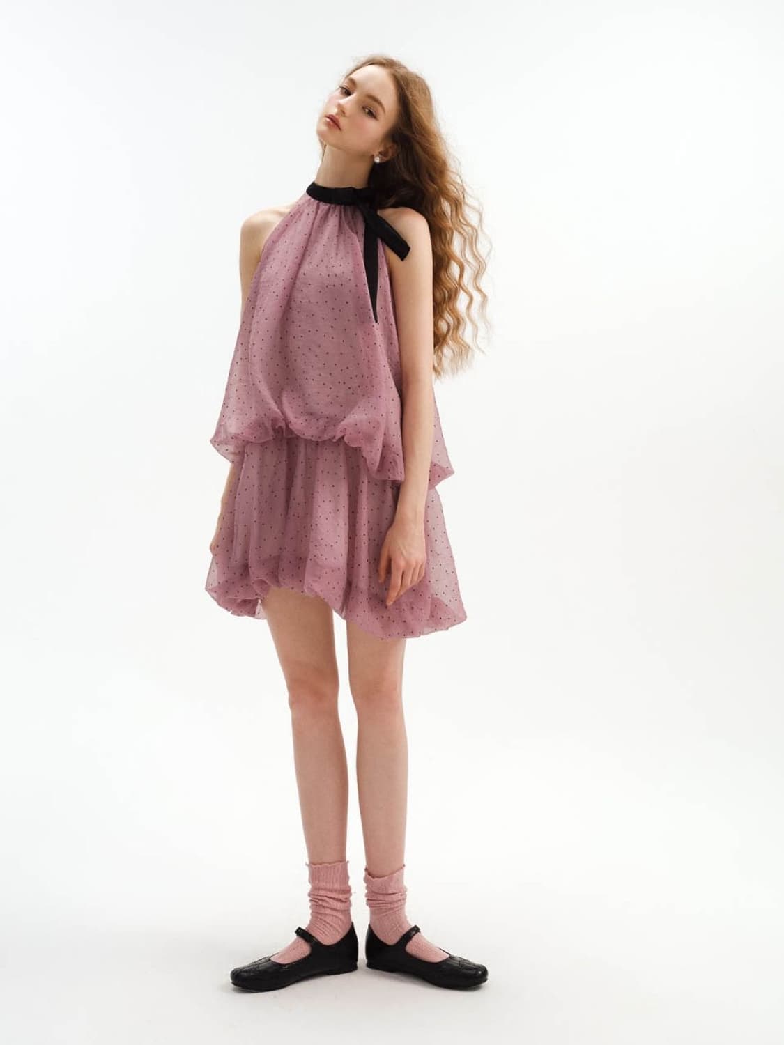 신스덴 도트 홀터 원피스 상품이미지5