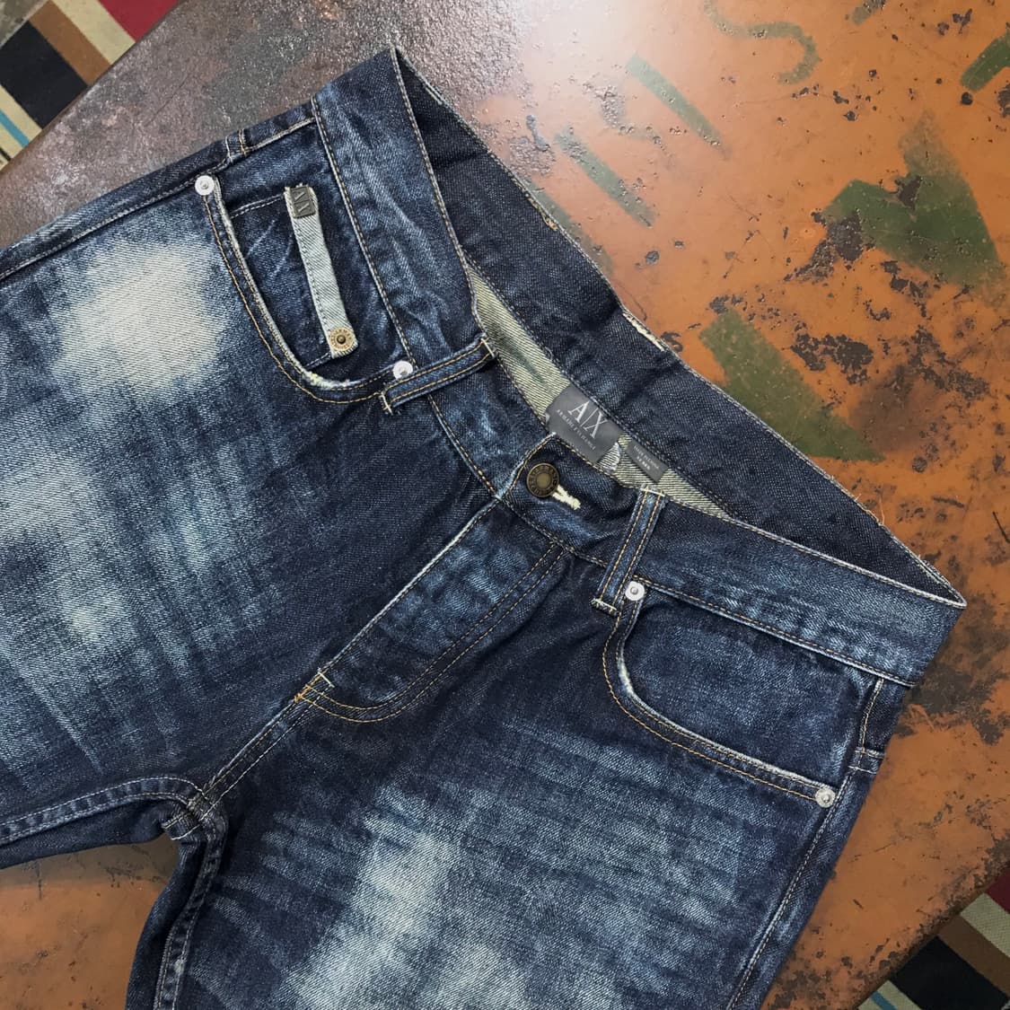 아르마니 익스체인지 진청 워시드 데님 팬츠 허리 31 32  상품이미지4