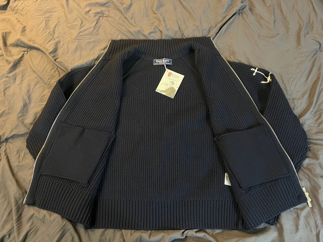 [M]건지울른스 피셔맨 울 투웨이 집업 스웨터(네이비) 상품이미지3