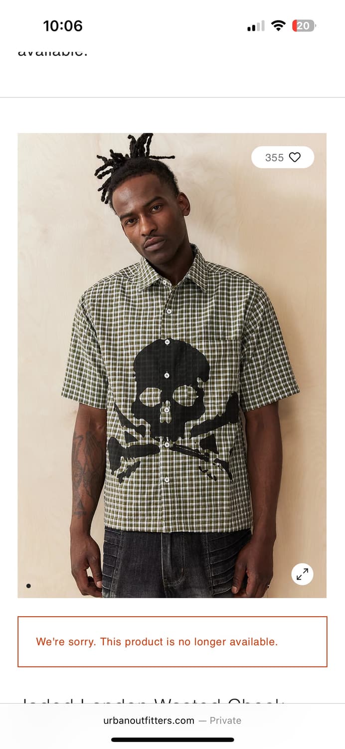 제이디드런던 jaded london skull check shirt 상품이미지1