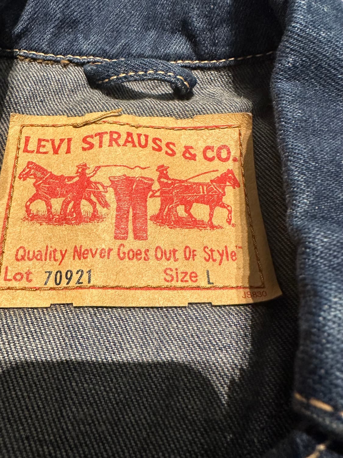 리바이스 아이코닉 TYPE 1 진청 데님 자켓 L 상품이미지3