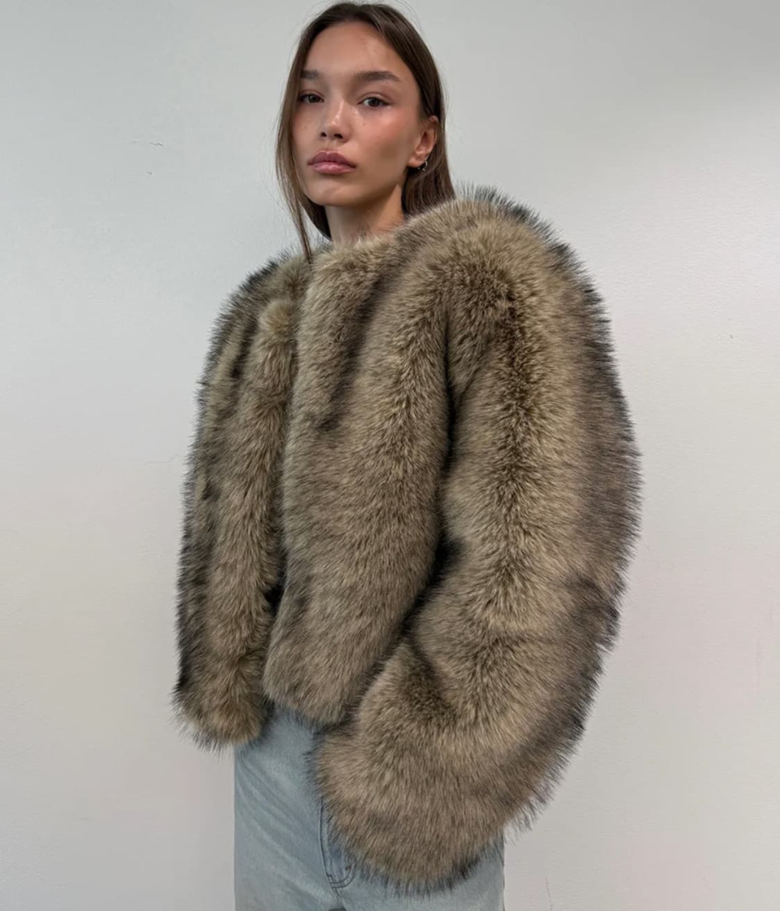 오데스 아멜리아 퍼 자켓 AMELIA FUR JK - 베이지 상품이미지1