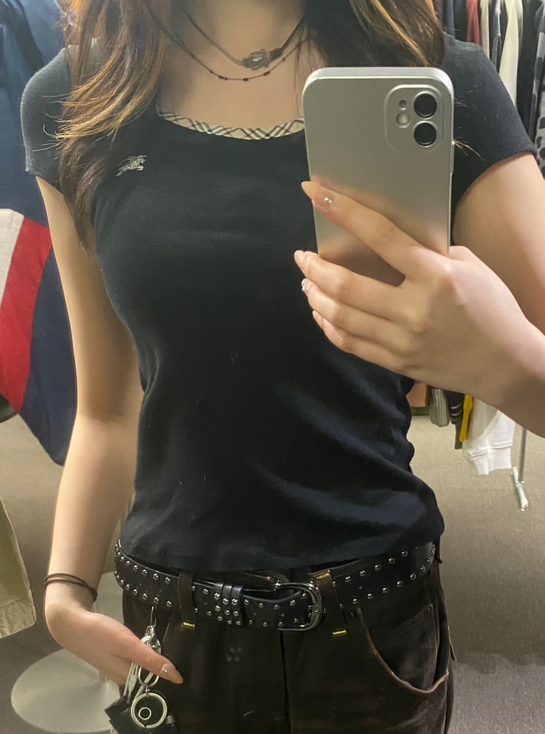 38)버버리 빈티지 여성 블랙 숏슬리브 상품이미지4