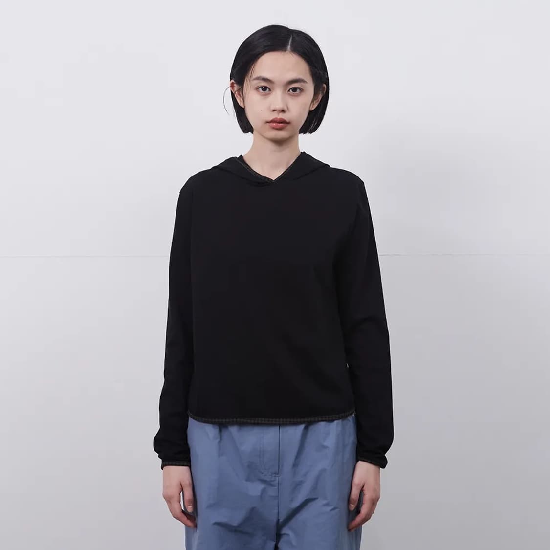 오헤시오 LONG HOODED T-SHIRT, BLACK 상품이미지1