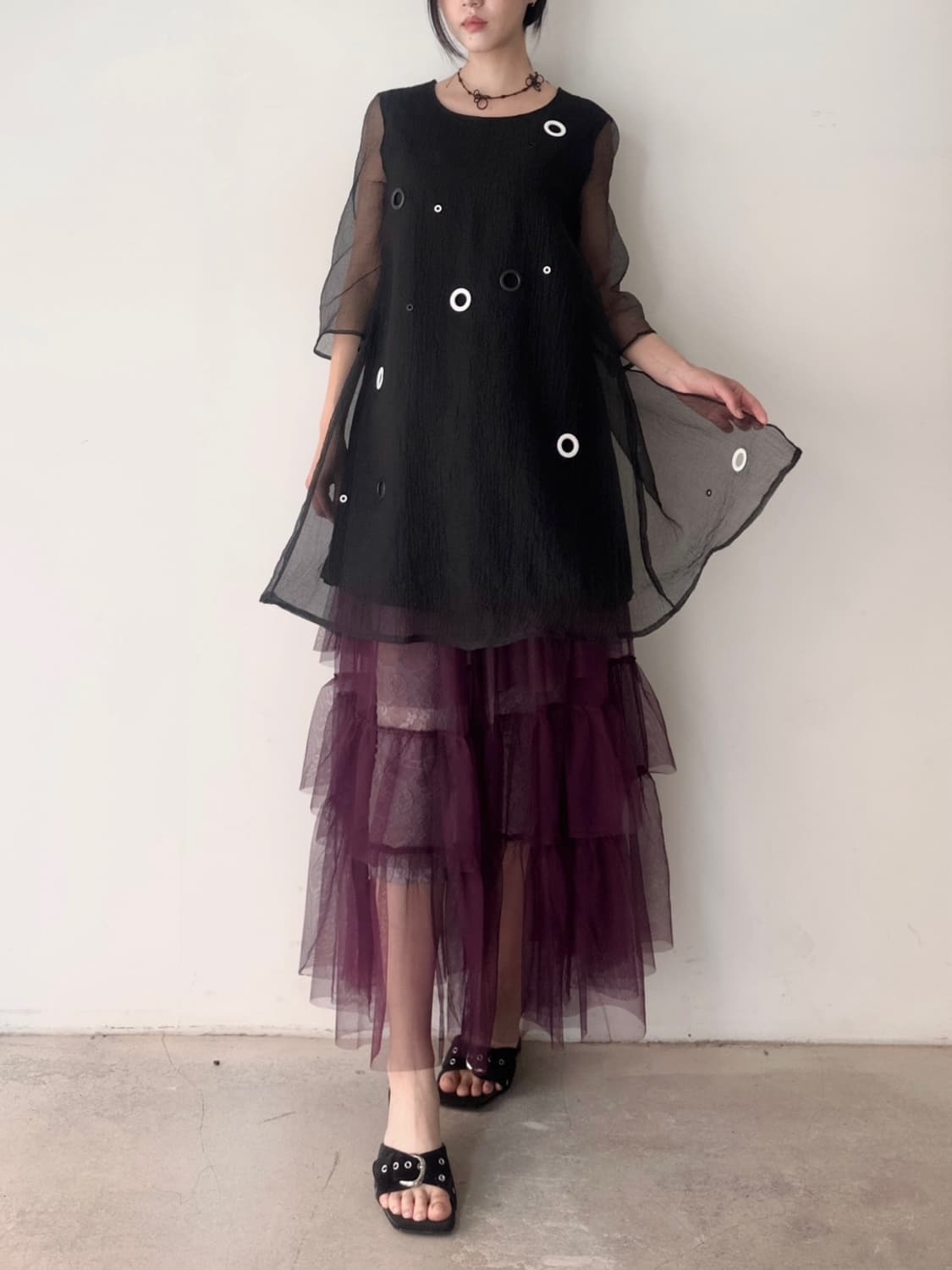 Circle punching orgnaza blouse & ops  상품이미지6