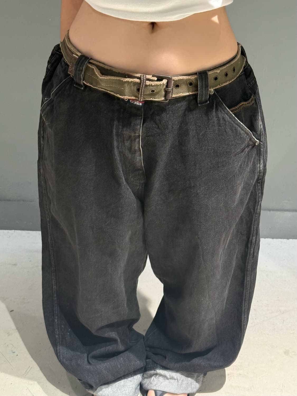 Hip-hop ballon-fit black denim pants 상품이미지2