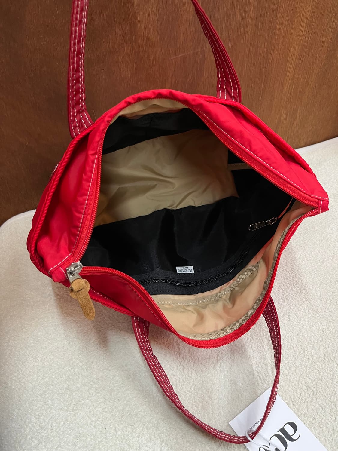 포터 화이트 스티치 토트백 레드 상품이미지10