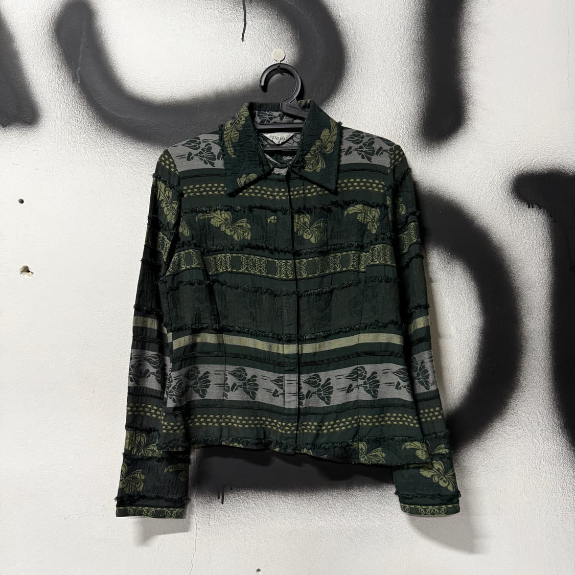 VTG 빈티지 페어리 그런지 그린 패턴 테슬 크롭 자켓 상품이미지1