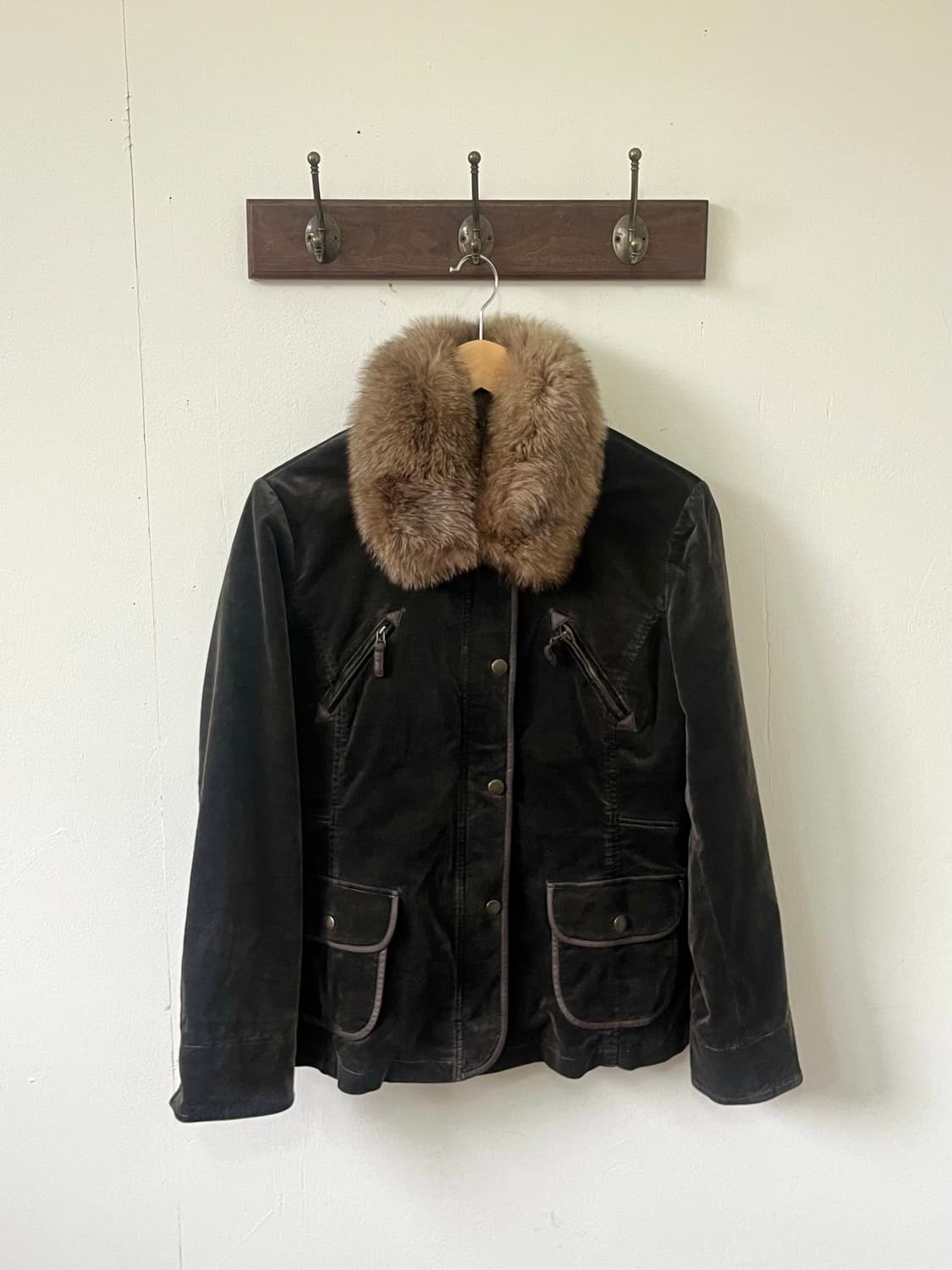 Chris montez 브라운 벨벳 퍼 자켓 상품이미지1