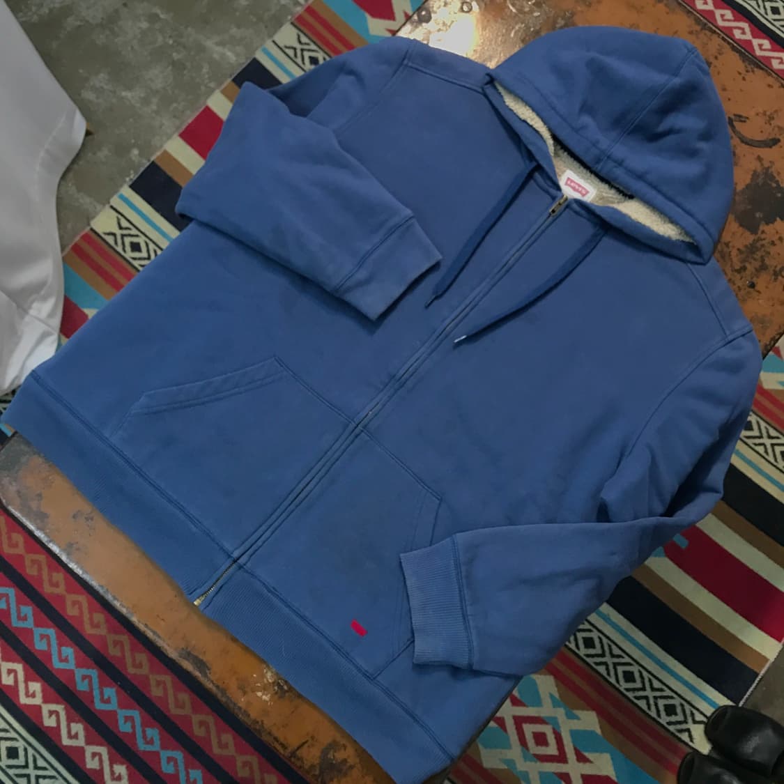 리바이스 라이트 네이비 양털 셰르파 후드집업 자켓 남성 110 사이즈 상품이미지2