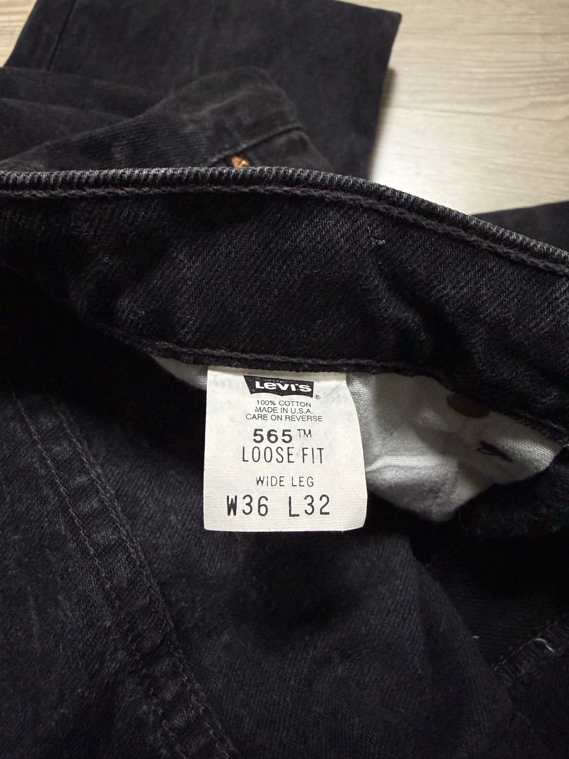 90s 리바이스 565 블랙 36x32 USA made 상품이미지4
