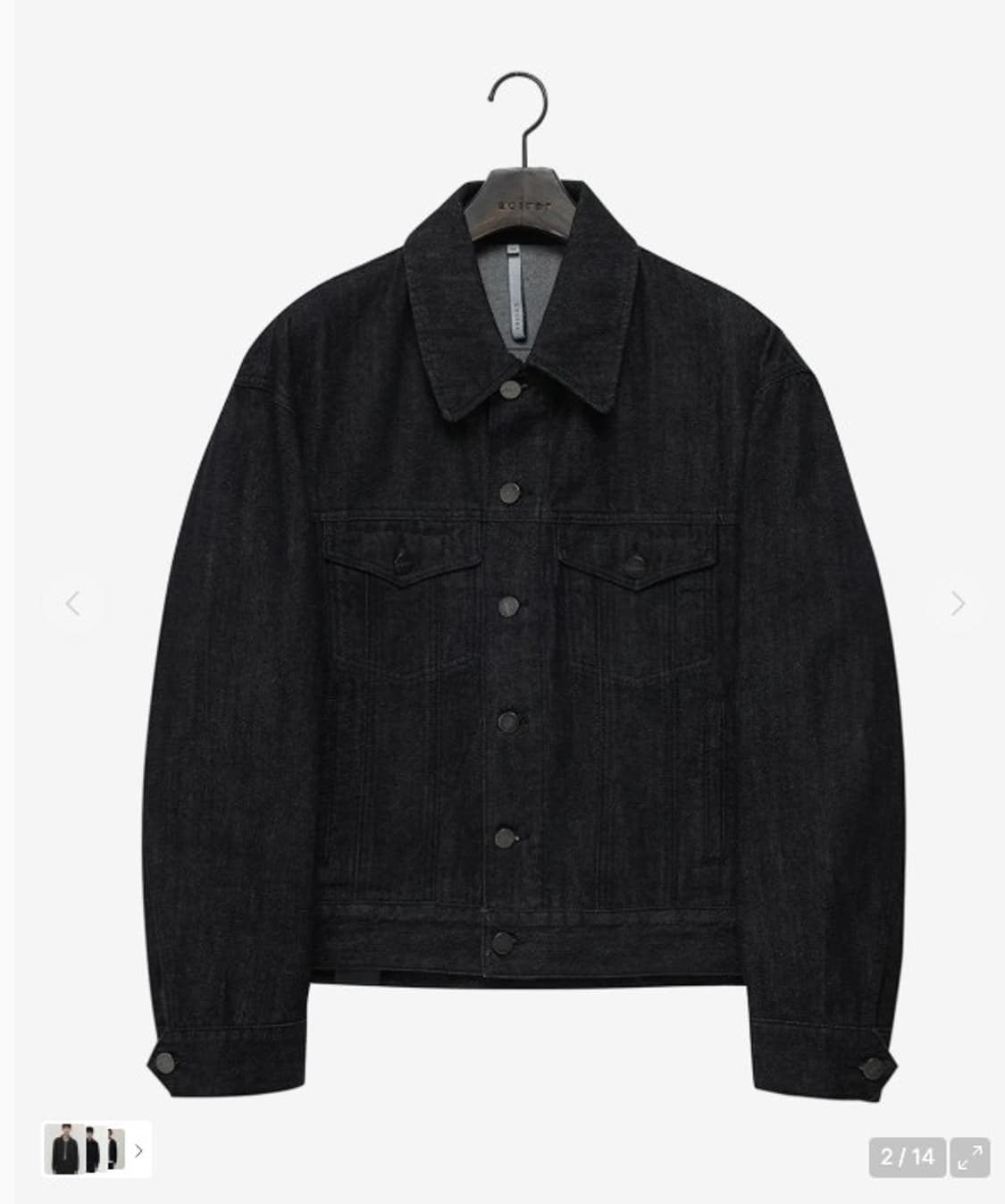 [노이어] 오버핏 크롭 데님 자켓 (블랙) 상품이미지1