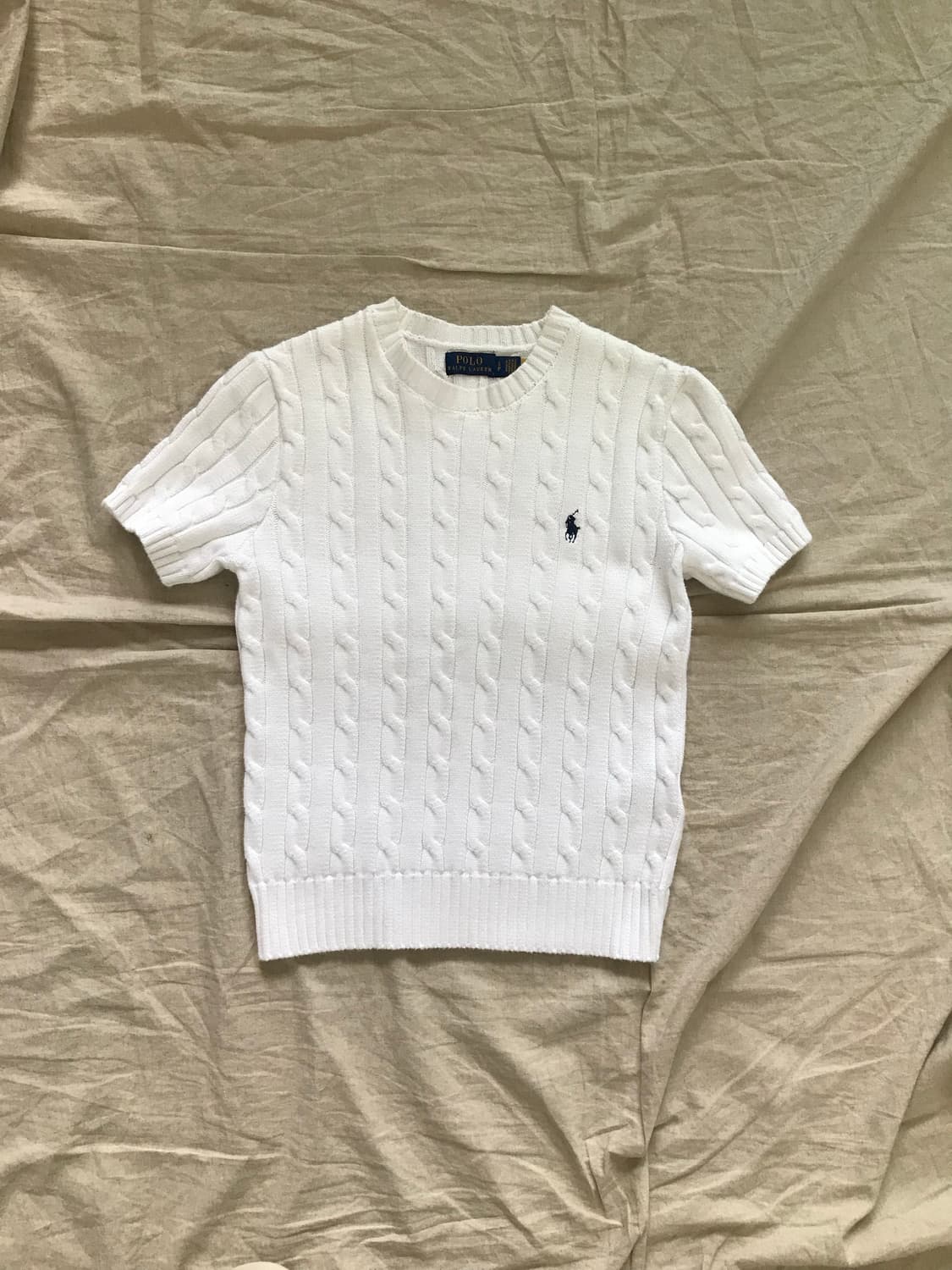 폴로 랄프로렌 포니로고 케이블 화이트 니트 반팔 상품이미지5