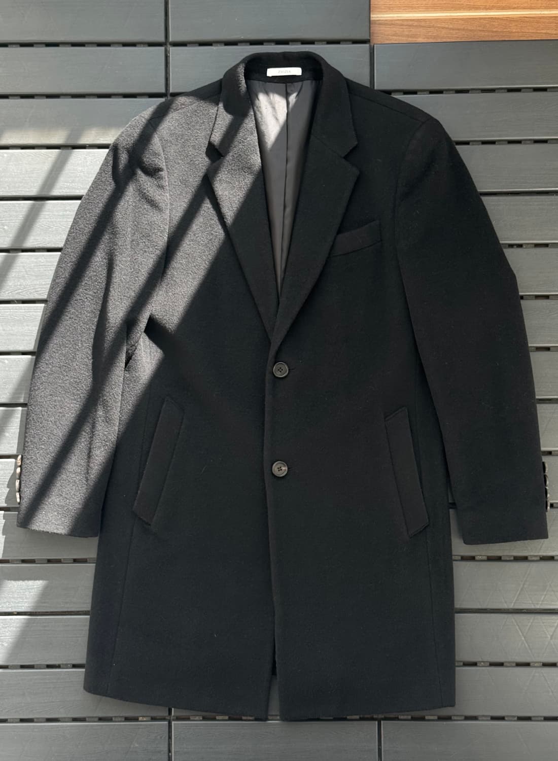 지오지아 캐시미어 혼방 체스터 블랙 코트 95 상품이미지1