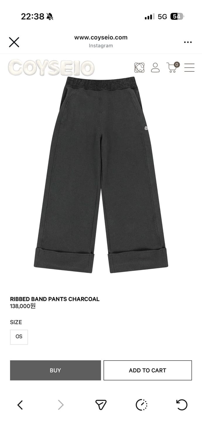 코이세이오 RIBBED BAND PANTS CHARCOAL 상품이미지1