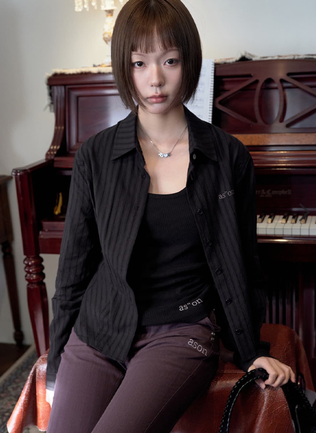 애즈온 NIKO 코르셋 셔츠 블랙 상품이미지1