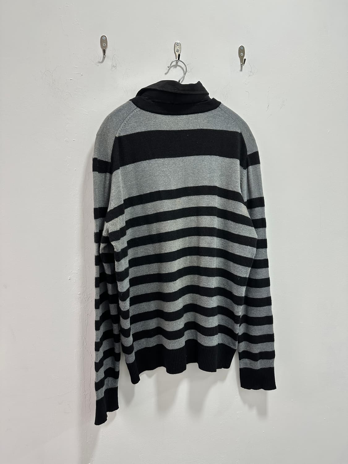 Vintage fake shirts layered knit 상품이미지6