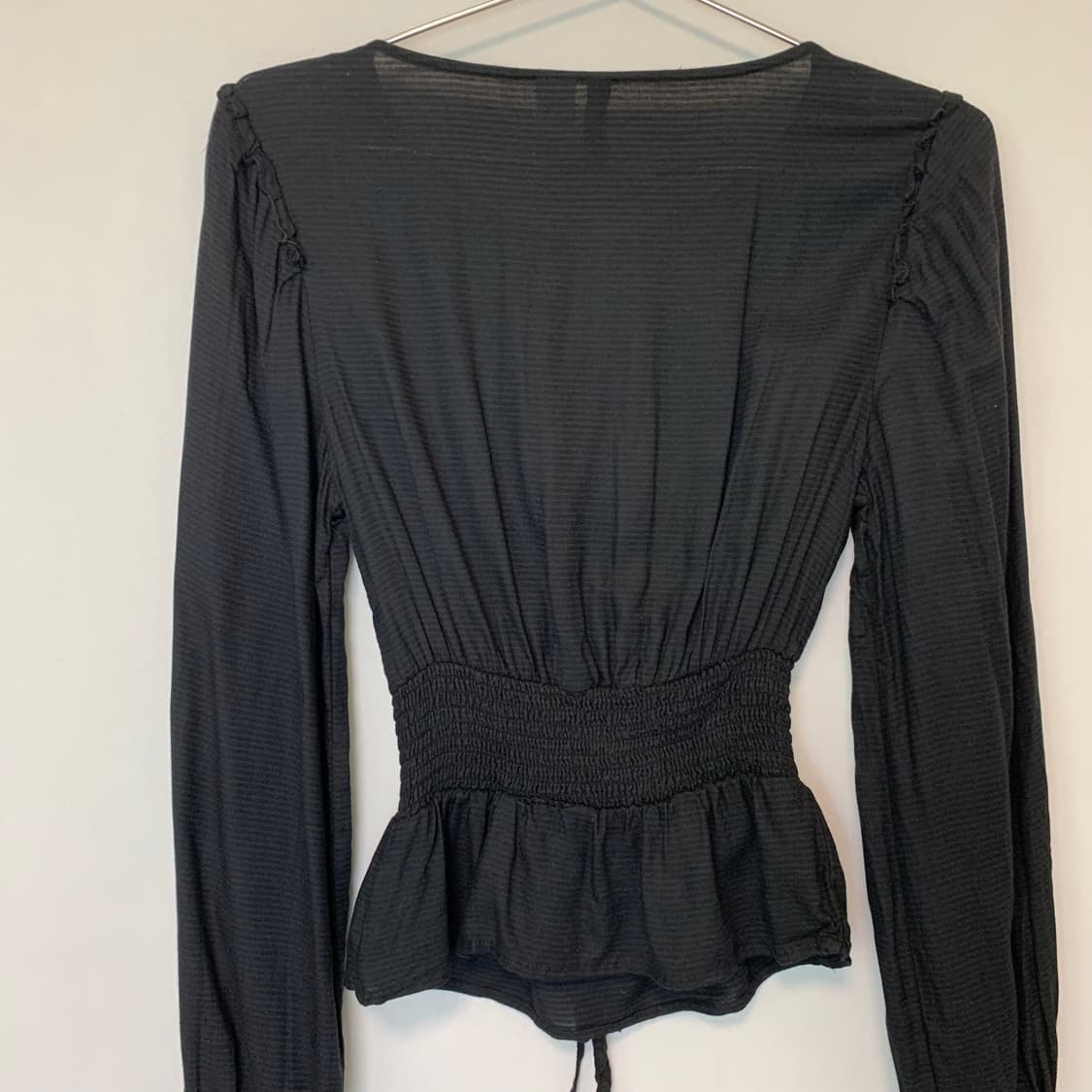 H&M 빈티지 코르셋 아일렛 디테일 긴팔 블라우스 블랙 32 상품이미지6