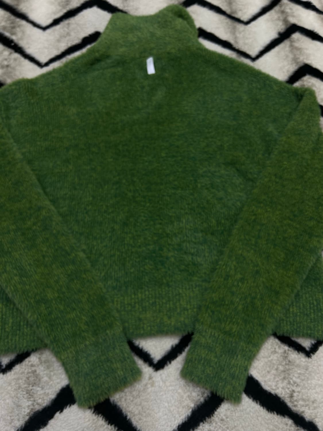 [XL]노매뉴얼 모헤어 헤어리 하이넥 니트 집업/글래스그린 상품이미지4