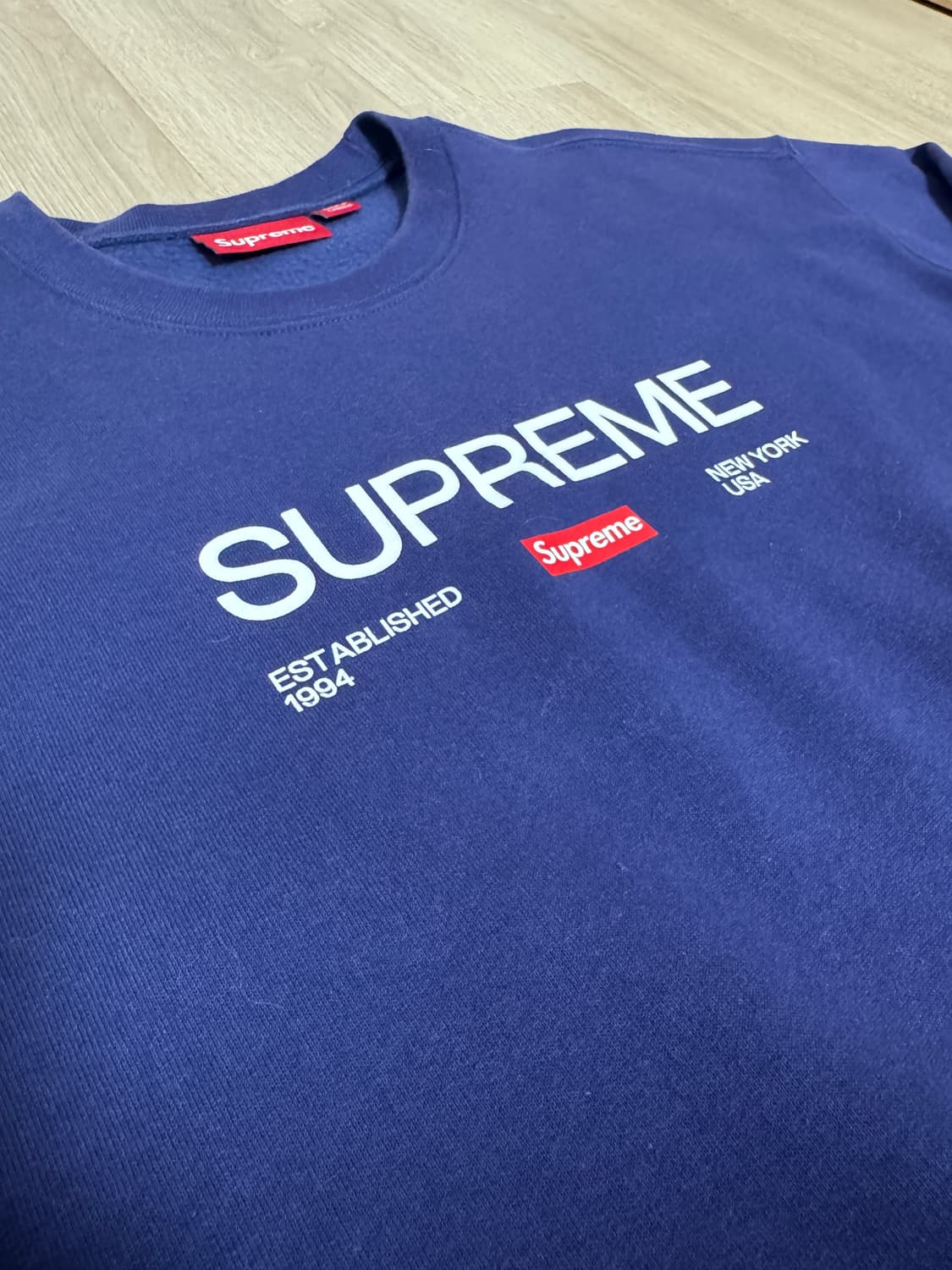 [M]슈프림 이스테블리시드 크루넥 워시드 네이비 상품이미지2