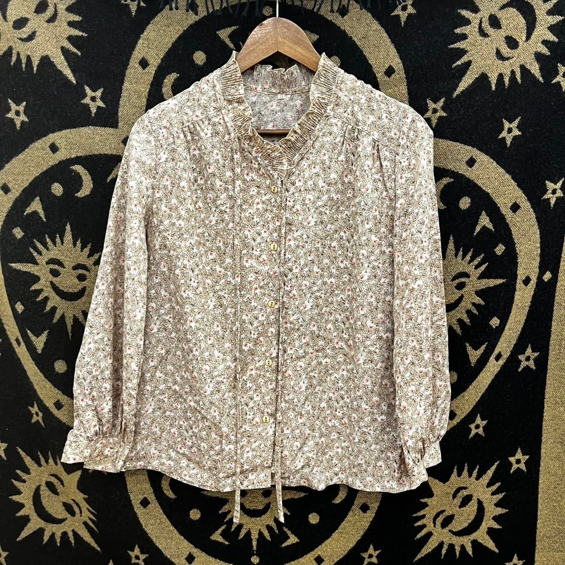 빈티지 프릴 레이스 플로럴 모티브 러플 리본 블라우스 K0138 상품이미지3