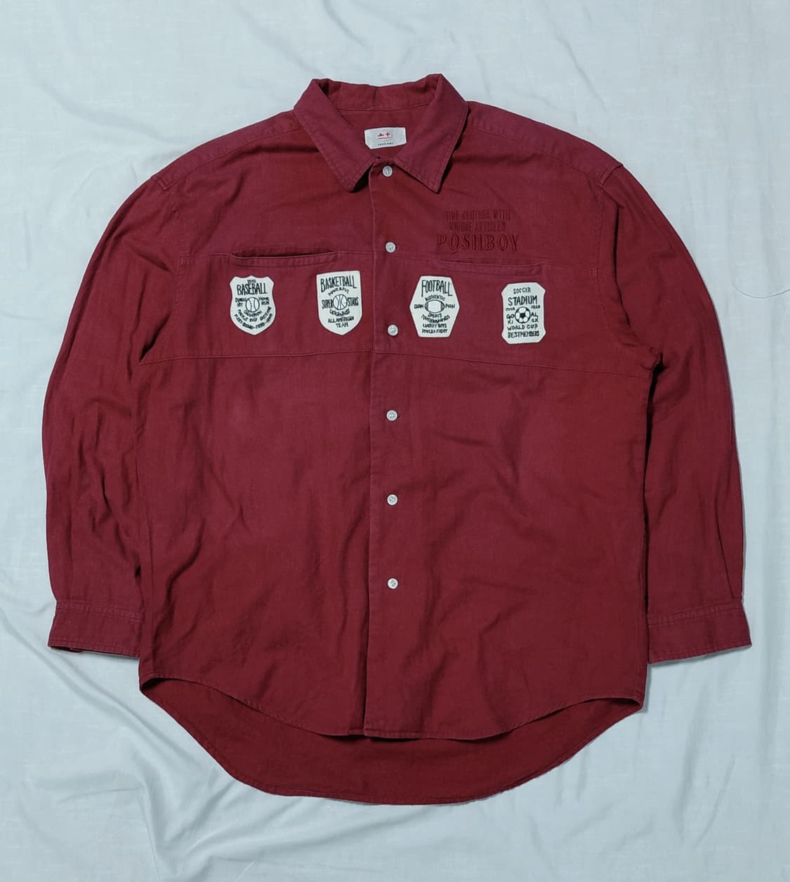 90s 일본 빈티지 POSH BOY 스포츠 자수 패치 셔츠 자켓 상품이미지1
