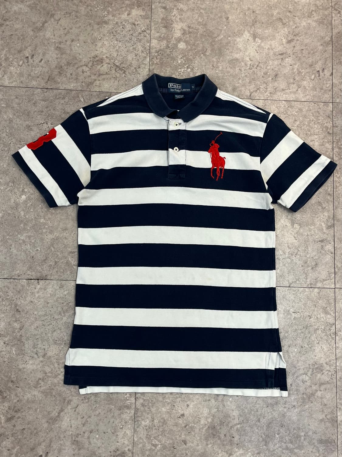 폴로 랄프로렌 빅포니 스트라이프 반팔 카라티 네이비 S #csz3807  상품이미지4