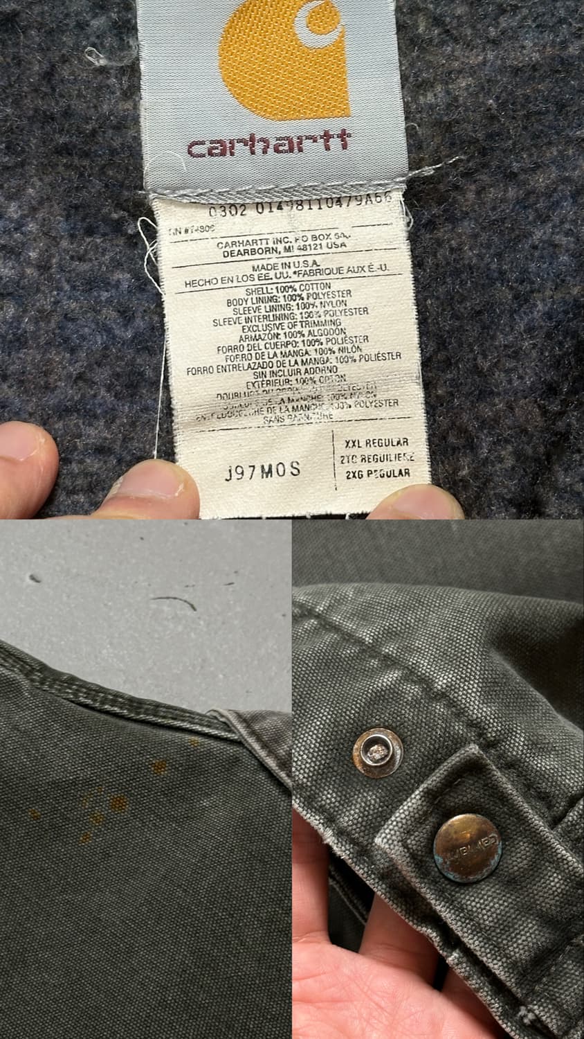 00's USA Made OG 칼하트 J97 디트로이트 MOS 모스그린 상품이미지9