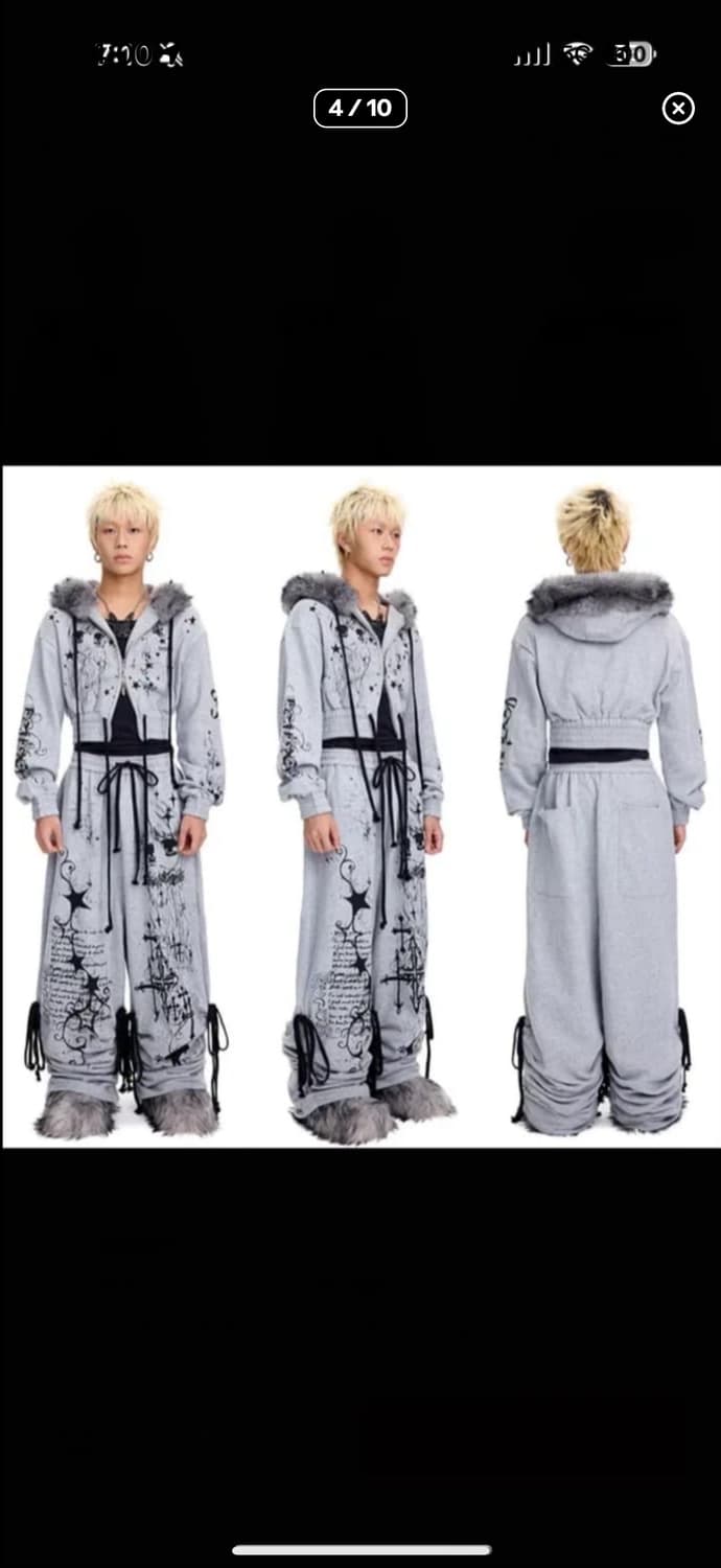 (대여)CFIERCE 씨피어스 그래피티 퍼 후드집업 스웨트팬츠 셋업 세트 상품이미지4