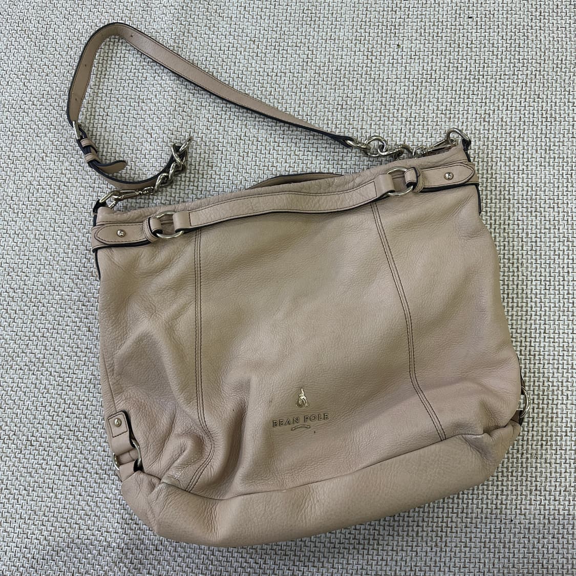 실측확인 빈폴 베이지 가죽 숄더백 0409D 상품이미지1