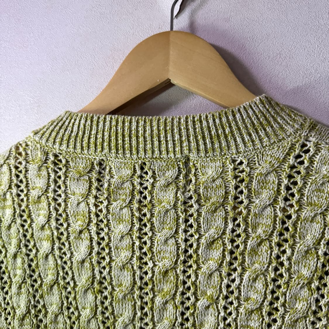 SATUR 세터 꽈배기 V넥 니트 내추럴 그린 XL(105정도) 상품이미지5