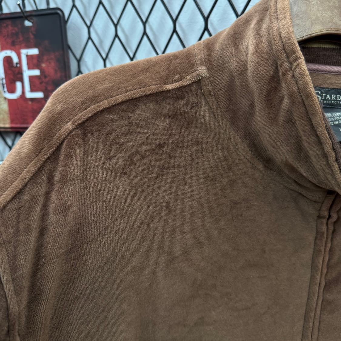 90s RU VINTAGE 벨벳 트랙자켓 전면 패치 디테일 브라운 상품이미지8