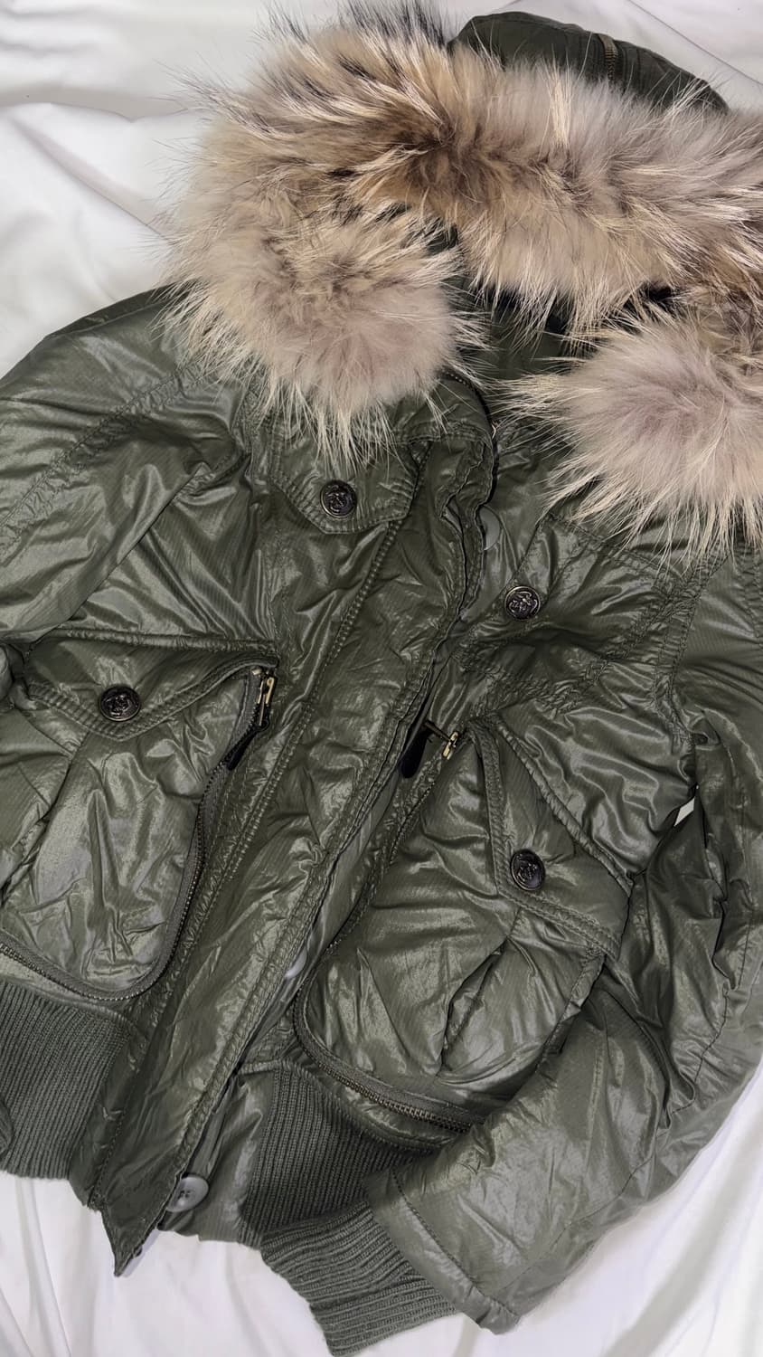 빈티지 갸루 카키 퍼 패딩💅 상품이미지4