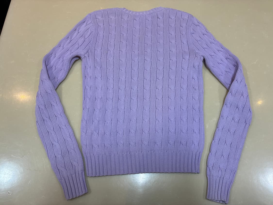 S) 폴로 랄프로렌 스포츠 케이블 꽈배기 니트 코튼 스웨터 라벤더 상품이미지5