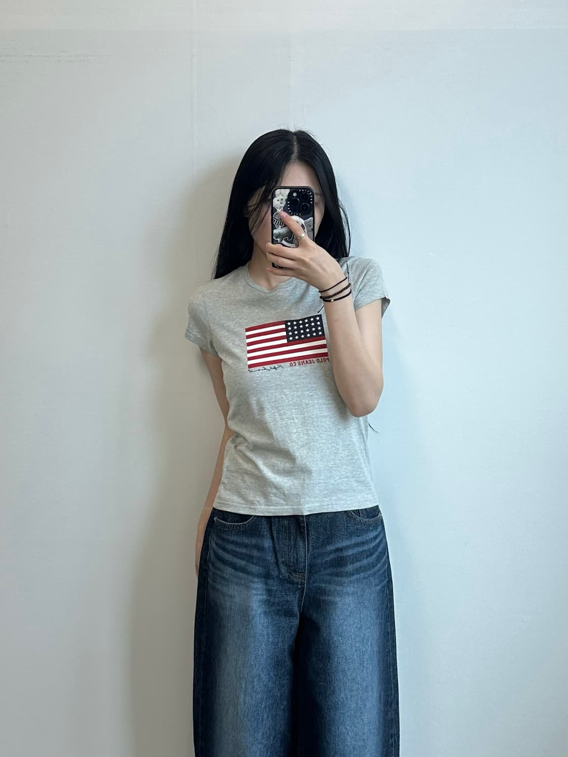 폴로 진스 성조기 그레이 반팔 티셔츠 상품이미지1