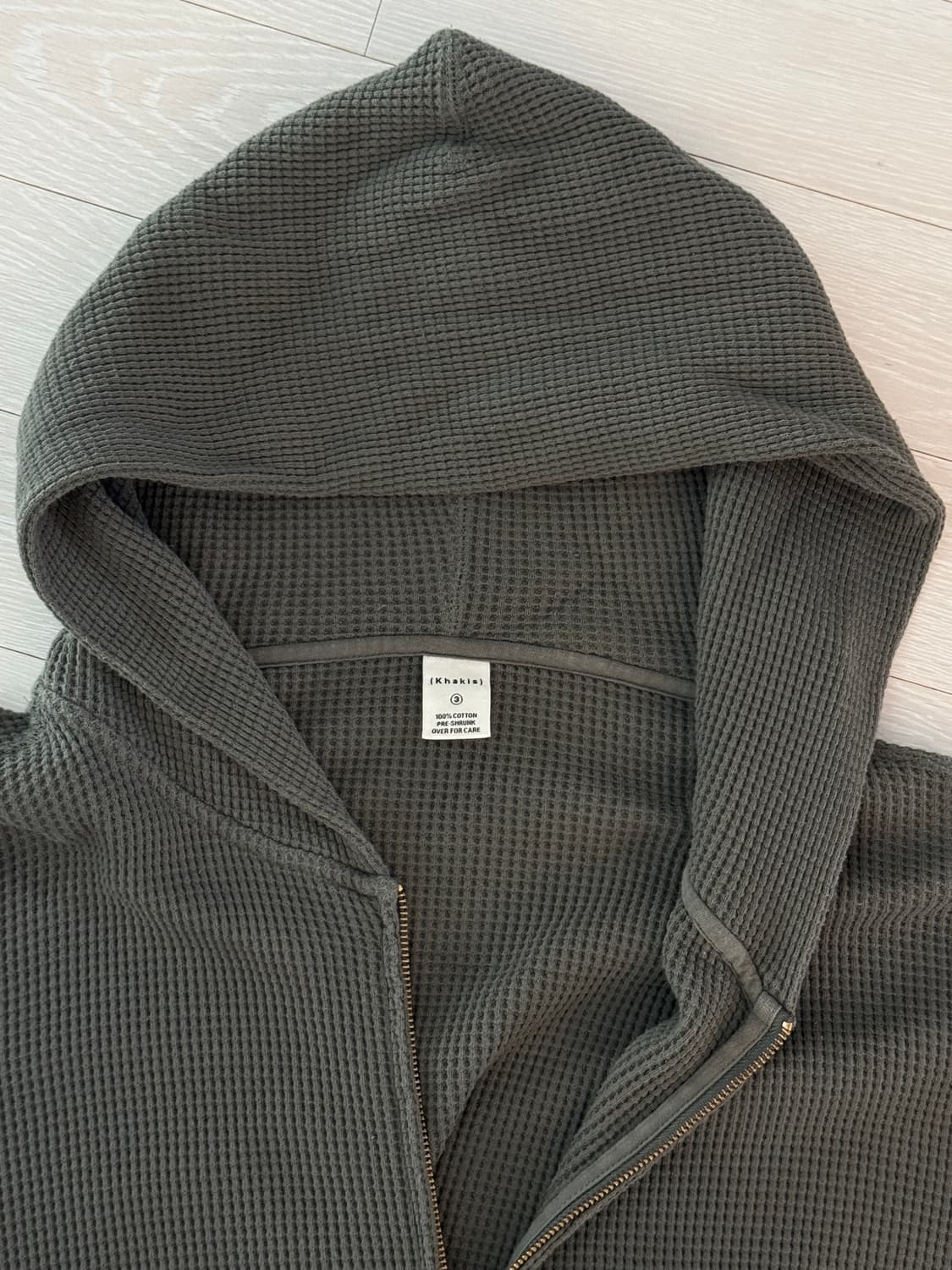 Khakis 카키스 와플 후드집업 올리브색 상품이미지2