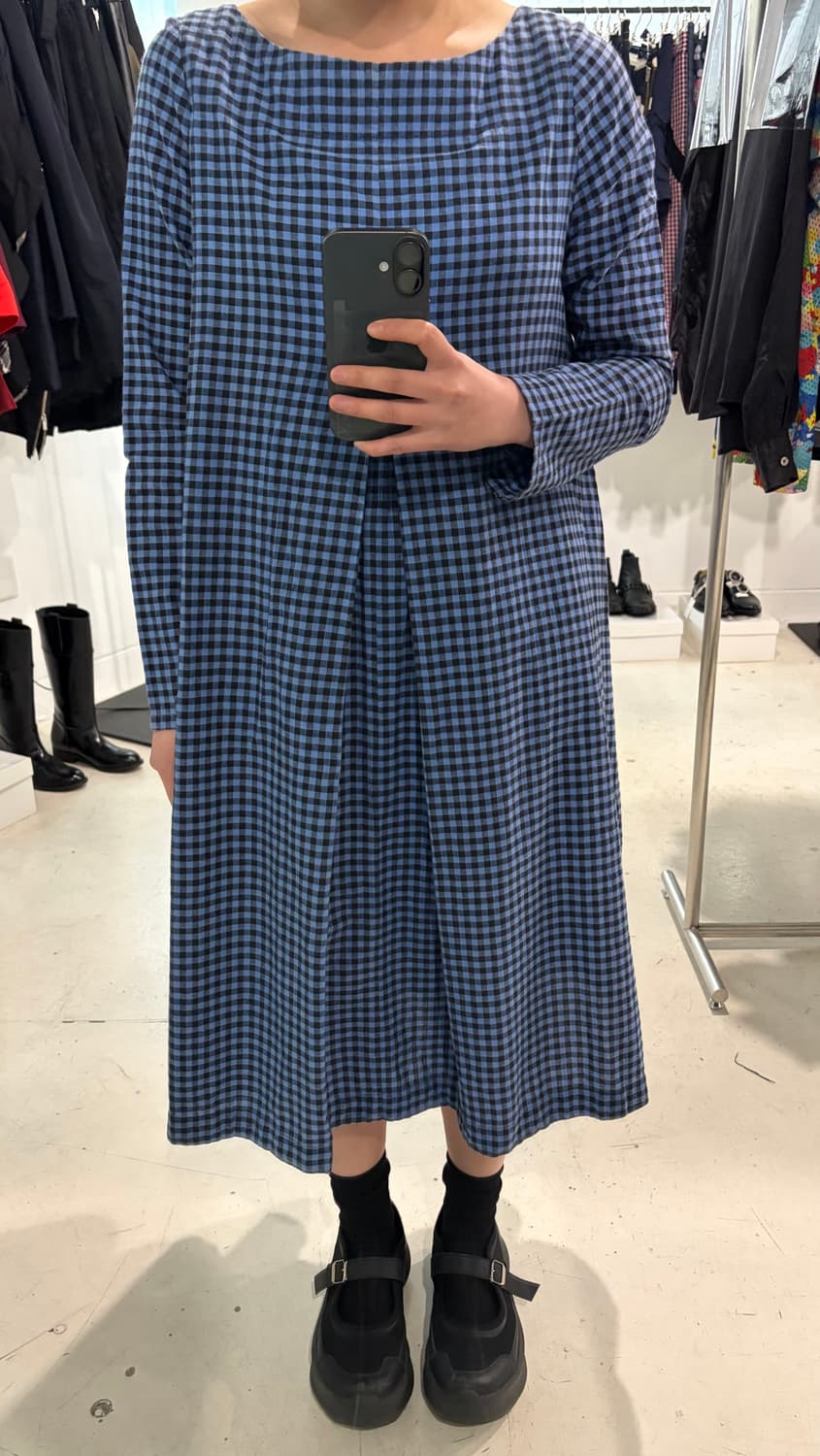 Gingham Check Flare One Piece 상품이미지2