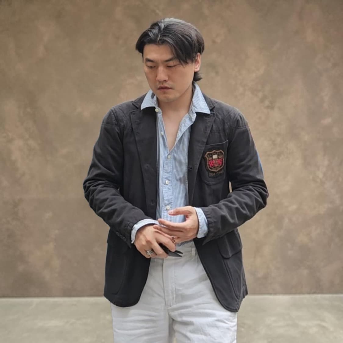 폴로 랄프로렌 와펜 패치 헤비 코튼 블레이저 자켓 M M0421 상품이미지1