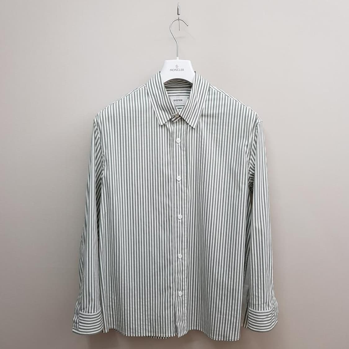 한섬 시스템 2023 그린 스트라이프 코튼 셔츠 100사이즈 상품이미지1