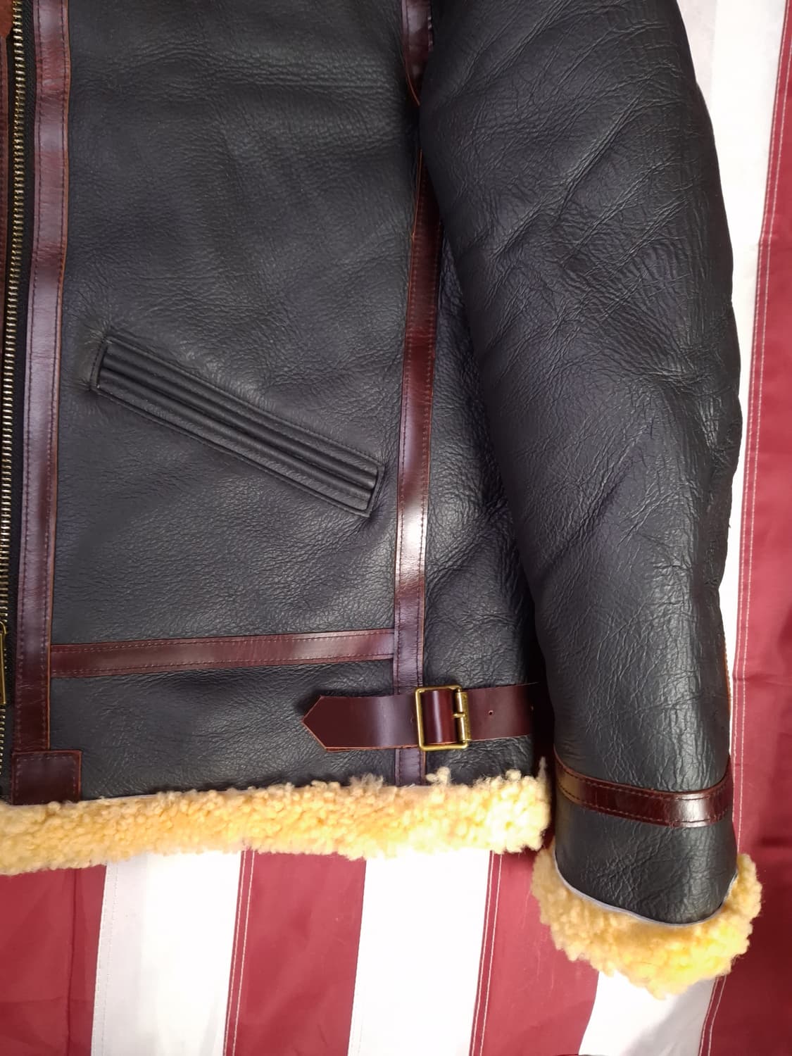 새제품 WW2 대전용 밀리터리 리얼레더 B-6 항공 폭격기 무스탕 상품이미지4